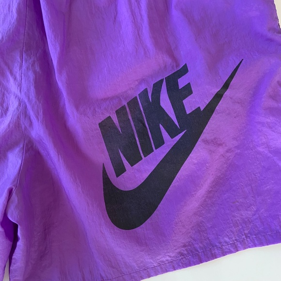 Vintage 90s Nike Swim Shorts Mens XL Purple Swoosh Logo Gray Tag Lined Trunks - Picture 8 of 11